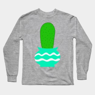 Cute Cactus Design #32: Plain Thumb-Up Cactus Long Sleeve T-Shirt